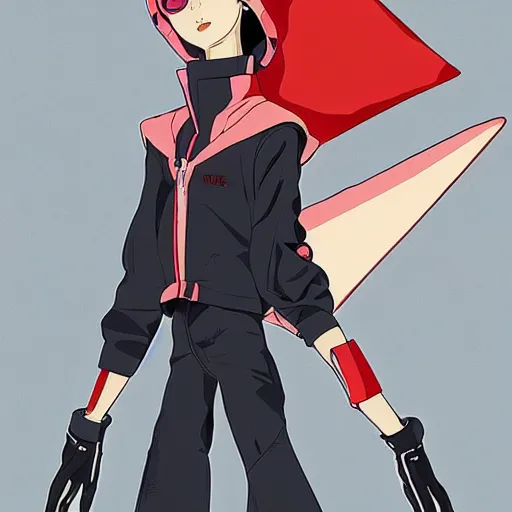 Image similar to balenciaga vetements character illustration. style gainax anime evangelion flcl official art poster