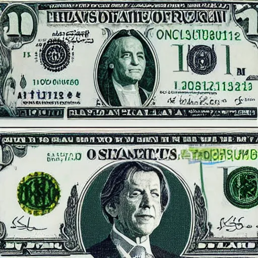 Image similar to Imran Khan on the dollar bill