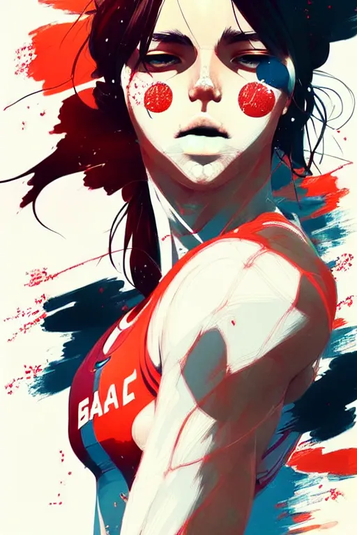 Image similar to a ultradetailed beautiful panting of a female volleyball player, by conrad roset, greg rutkowski and makoto shinkai, trending on artstation