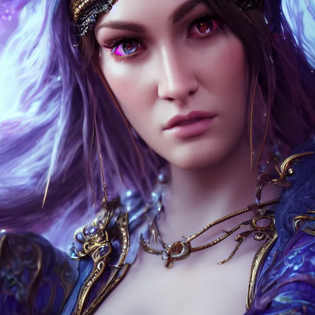 Prompt: perfectly centered close up portrait, magical mage, candid photography, by anne stokes, highly detailed, character concept, unreal engine 5