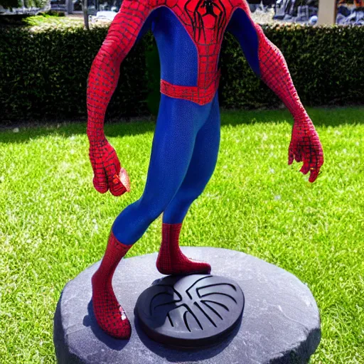 Prompt: spiderman marble statue