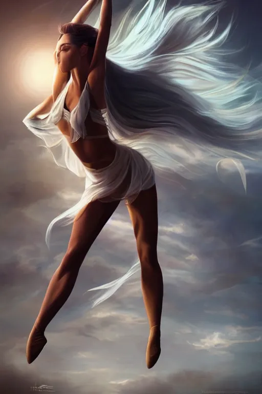 Image similar to dancer in the wind by artgerm, retrofuturism, reimagined by industrial light and magic