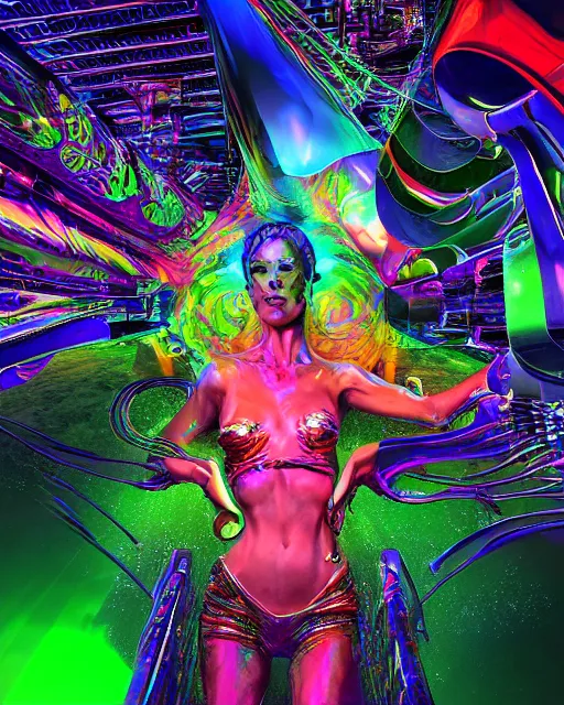 Prompt: a powerful energy psychedelic matrix queen, by alexander fedosav, hyper detailed digital matte painting, concept art, hyperrealism, 1 6 k resolution, cinema 4 d, 8 k resolution, trending on artstation, behance hd, a masterpiece, by stephan martiniere, particles, cel - shaded, power bright neon energy, by david a. hardy,