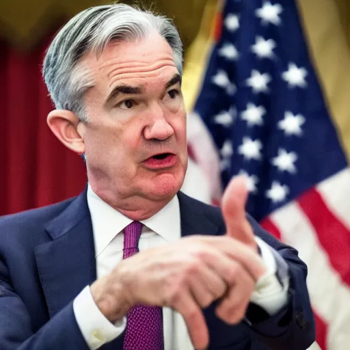 Image similar to jerome powell fighting himself in front of congress