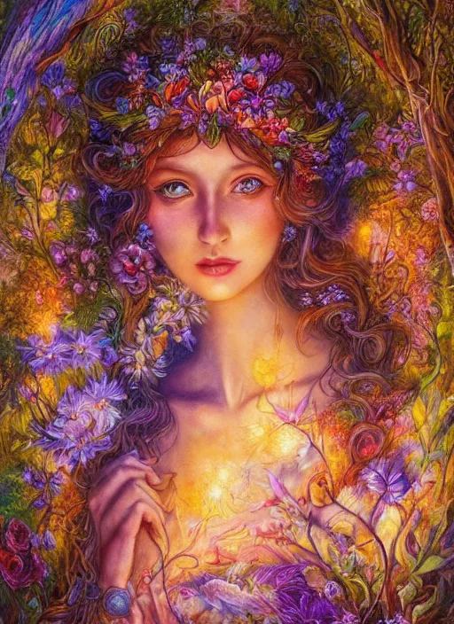 Prompt: Nature Goddess, ambient lighting, 4k, josephine wall, artstation