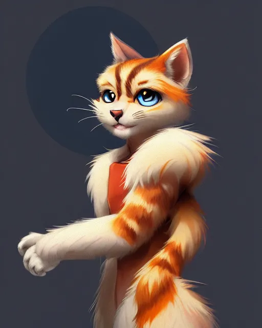 Image similar to character concept art of a young male anthropomorphic furry cat | | cute - fine - face, pretty face, key visual, realistic shaded perfect face, fine details by stanley artgerm lau, wlop, rossdraws, james jean, andrei riabovitchev, marc simonetti, and sakimichan, trending on artstation