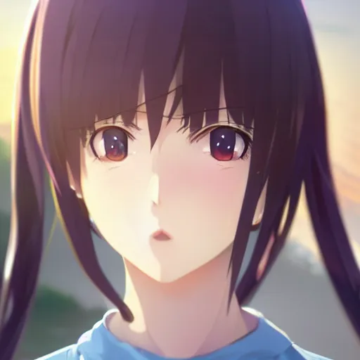 Image similar to photorealistic anime girl render, detailed face, colorful, atmosphere cinematic, by wlop, by ilyu kuvshinov, soft shadows, be concept art, super detailed, unreal engine 5, octane render, 8 k, super realistic, ufotable studio art style, global illumination, trending in pixiv, japanese light novel cover, visual novel