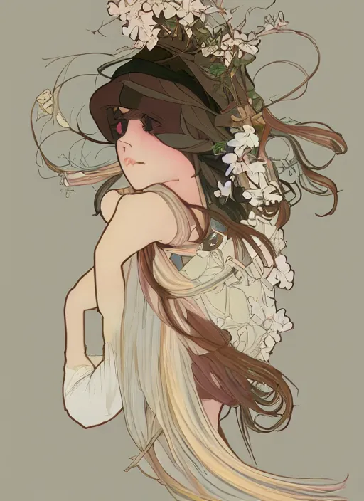 Image similar to photographer character design on white background, drawn by studio ghibli, alphonso mucha, lolish, trending on artstation