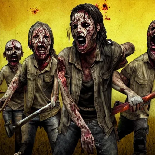 Image similar to The minions in The Walking Dead Digital art very detailed 4K quality Super Realistic