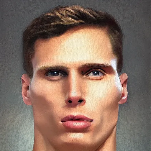 Image similar to gigachad Jerma985, highly detailed oil-painting