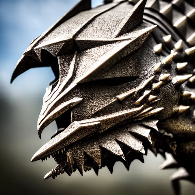 Image similar to armoured dragon, highly detailed, 8 k, hdr, smooth, sharp focus, high resolution, award - winning photo