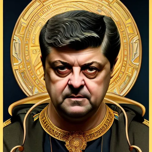 Image similar to symmetry!! intense portrait of petro poroshenko without beard and mustache, saint, intricate, elegant, highly detailed, my rendition, digital painting, artstation, concept art, smooth, sharp focus, illustration, art by artgerm and greg rutkowski and alphonse mucha