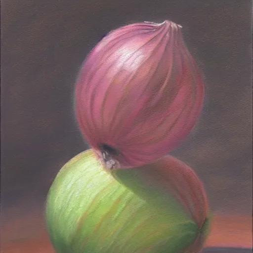 Image similar to onion crying pastel oil painting