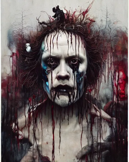 Image similar to the revenant, hauntingly surrealism, gothic, rich deep colours, painted by francis bacon, adrian ghenie, esao andrews, jenny saville, dark art james jean and petra cortright, part by gerhard richter, part by takato yamamoto. 8 k masterpiece.