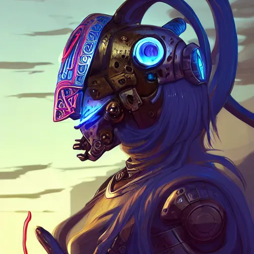 Image similar to cyberpunk viking helmet mask warrior goddess robot ninja fantasy, art gta 5 cover, official fanart behance hd artstation by jesper ejsing, by rhads, makoto shinkai and lois van baarle, ilya kuvshinov, ossdraws