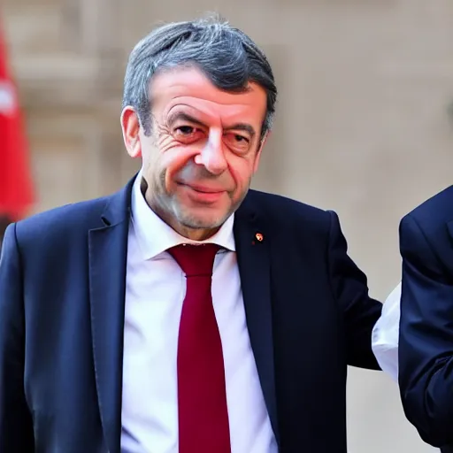 Prompt: jean luc melenchon is spanking emmanuel macron, by easo andrew