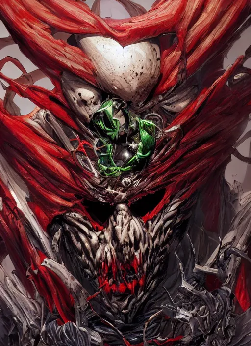 Image similar to first issue of spawn comic book cover art, au naturel, hyper detailed, digital art, trending in artstation, cinematic lighting, studio quality, smooth render, unreal engine 5 rendered, octane rendered, art style by klimt and nixeu and ian sprigger and wlop and krenz cushart