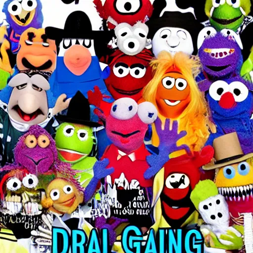 Prompt: drain gang muppets