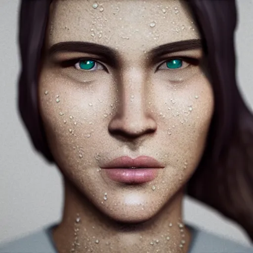 Image similar to realistic portrait made out of rain, neon, lightning, rendered in octane, unreal engine, character art