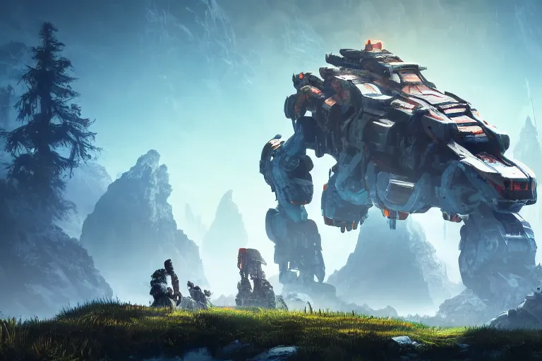 Image similar to tremortusk machine mecanical creature robot of horizon forbidden west horizon zero dawn bioluminiscence global illumination ray tracing hdr fanart arstation by ian pesty and alena aenami artworks in 4 k