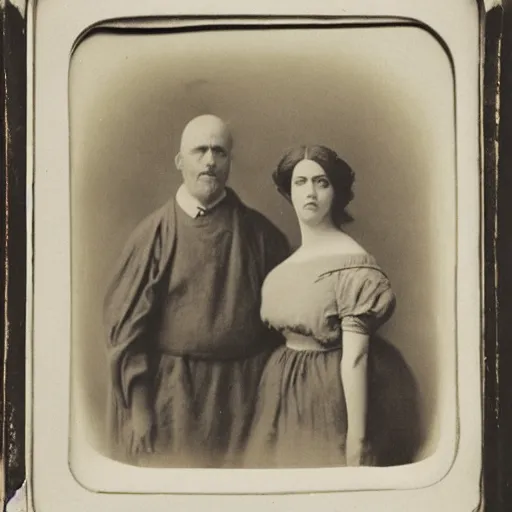 Image similar to the simpsons, tintype photo of homer and marge by julia margaret cameron 1 8 8 0 s, realistic, body shot, sharp focus, 8 k high definition, insanely detailed, intricate, elegant