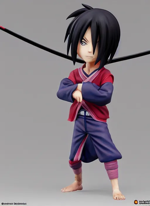 Prompt: chibi uchiha sasuke anime figurine, soccer, art by gerald brom, greg rutkowski and artgerm and james jean and zdzisław beksinski, unreal engine, studio lighting