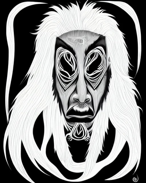 Prompt: a monsterous chtulu is haunting the dream of a man with long white hair, symmetrical, acryl on canvas, vector