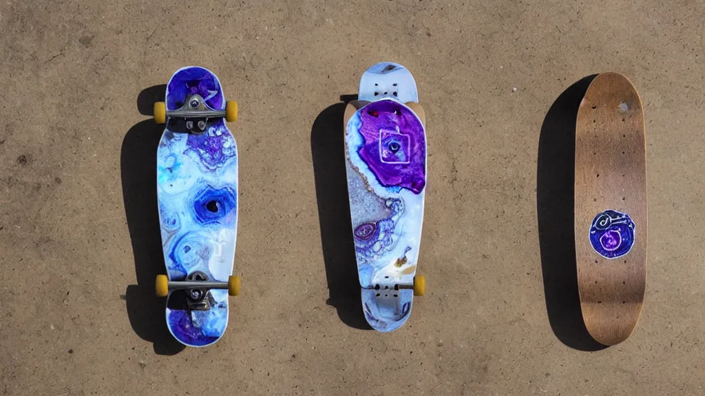 Image similar to skateboard with a geode decal