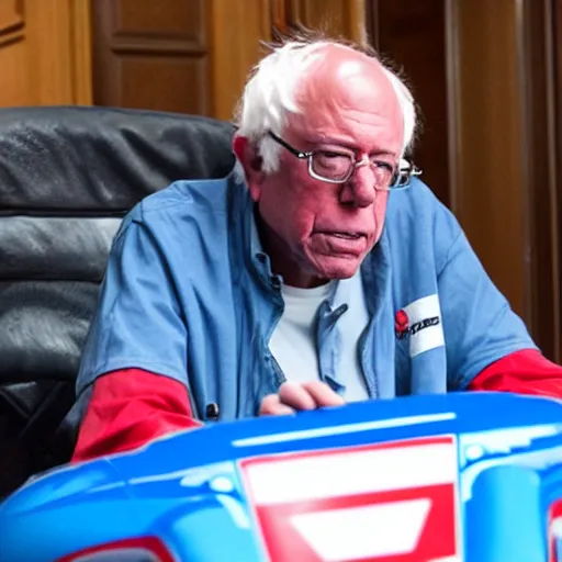 Image similar to Bernie Sanders playing Mario Kart