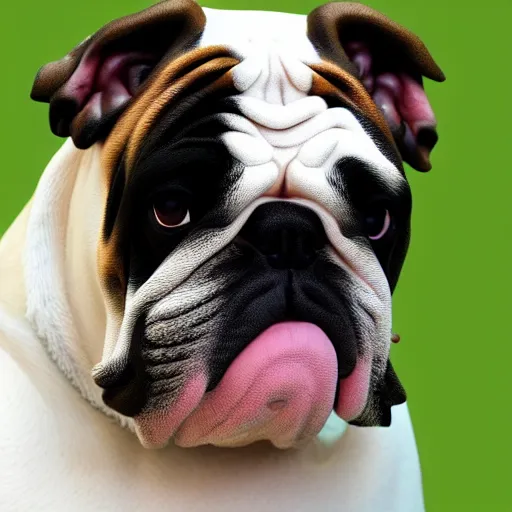 Prompt: a bulldog from the school basis green