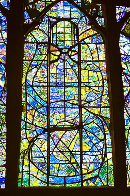 Prompt: “ a greenhouse in stained glass. with sunlight streaming in. by antoni gaudi. photorealistic. ”