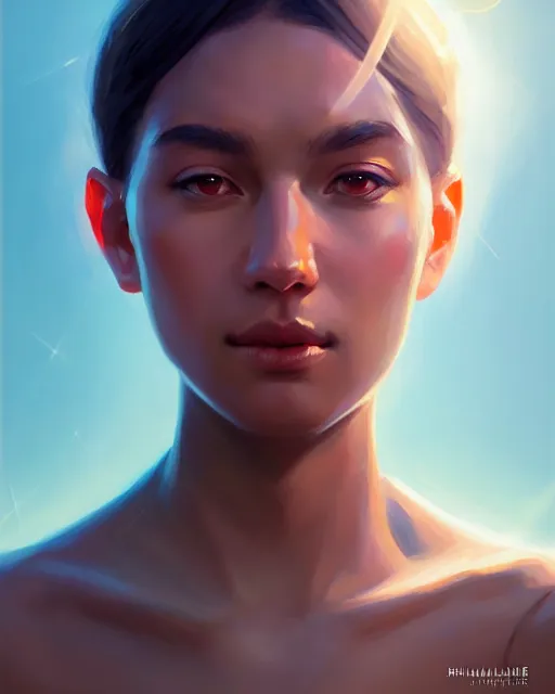 Image similar to beautiful purity goddess portrait by sylvain sarrailh, billy king, hirokazu yokohara, plate armor, artstation, radiant halo of light, photorealism