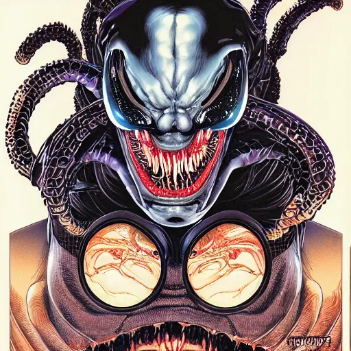 Prompt: portrait of crazy venom, symmetrical, by yoichi hatakenaka, masamune shirow, josan gonzales and dan mumford, ayami kojima, takato yamamoto, barclay shaw, karol bak, yukito kishiro