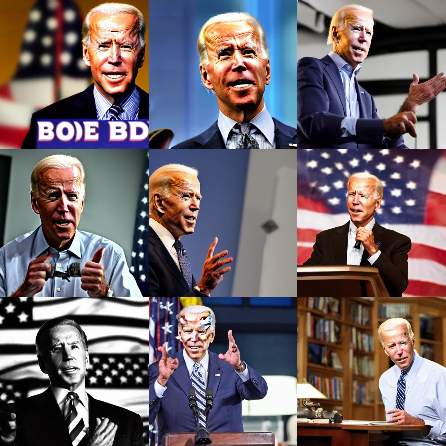 Prompt: cyberbunk renegade joe biden talking on telephone