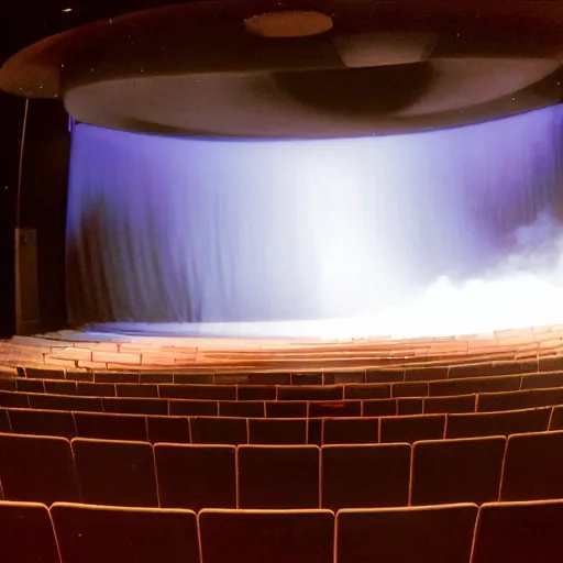 Prompt: a photograph of a tornado on a theater stage