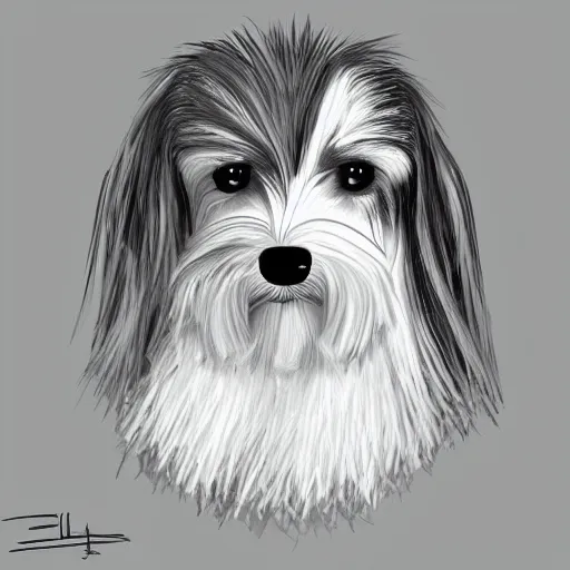 Prompt: robotic bearded collie that's a robot. digital art. fetch. arf.