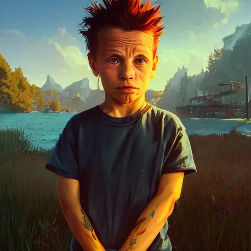 Image similar to highly detailed portrait bart simpson, in gta v, stephen bliss, unreal engine, fantasy art by greg rutkowski, loish, rhads, ferdinand knab, makoto shinkai and lois van baarle, ilya kuvshinov, rossdraws, tom bagshaw, global illumination, radiant light, detailed and intricate environment