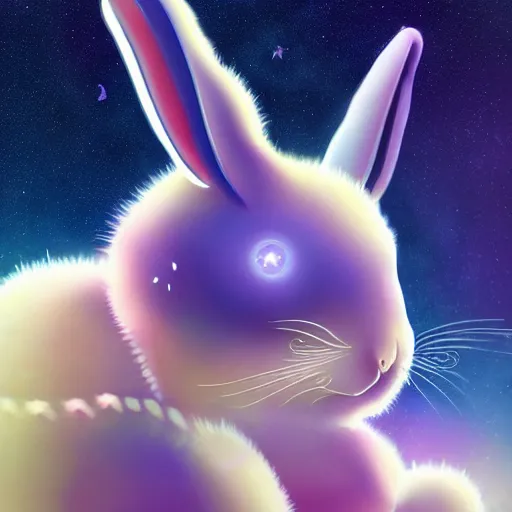 Prompt: a cute galactic alien bunny, digital art, very detailed 4k