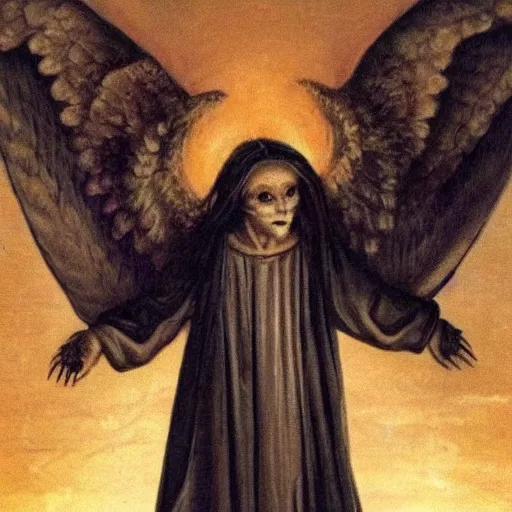Prompt: how angels really look according to the bible, horror, holy