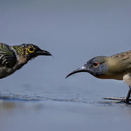 Prompt: new zealand native birds with laser eyes