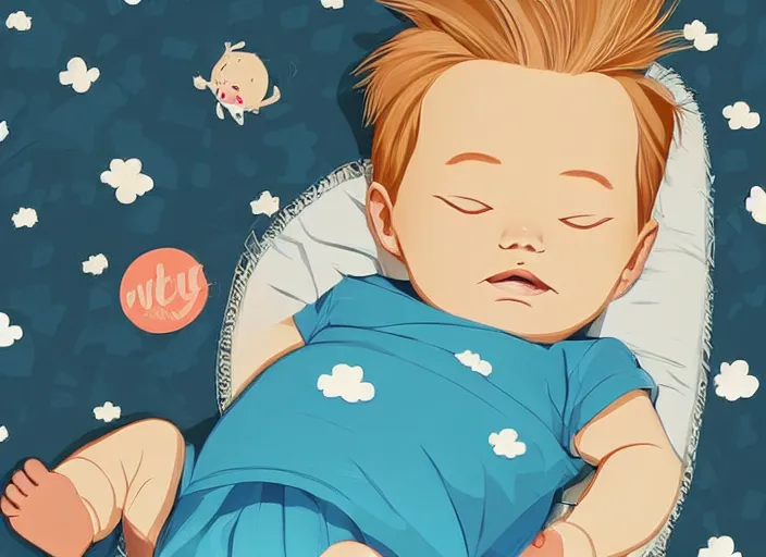 Image similar to a newborn baby with blonde hair sleeping in a crib. clean cel shaded vector art. shutterstock. behance hd by lois van baarle, artgerm, helen huang, by makoto shinkai and ilya kuvshinov, rossdraws, illustration, art by ilya kuvshinov