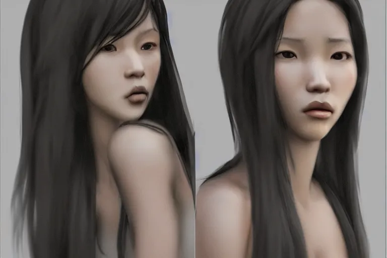 Prompt: female full body, black head, beautiful, mediterranean. asian, high details, photorealistic, artstation trending,