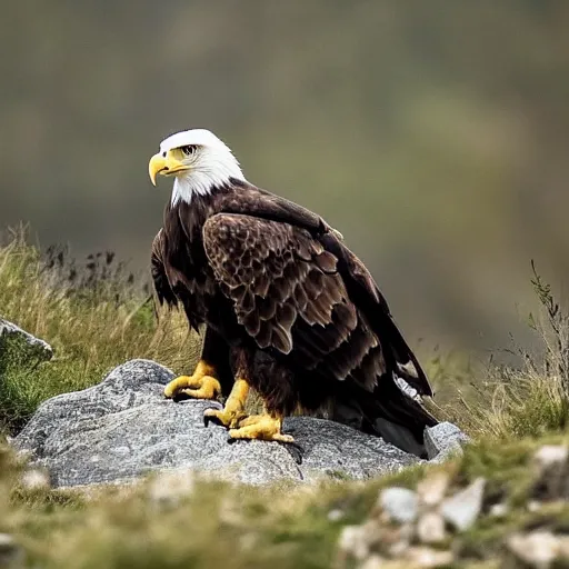 Prompt: Tragedy in a family of dwarfs - an eagle grabbed a baby and throws it down a mountain, a photo by the National Geographic team awarded the Comedy Wildlife Photography Awards 2019