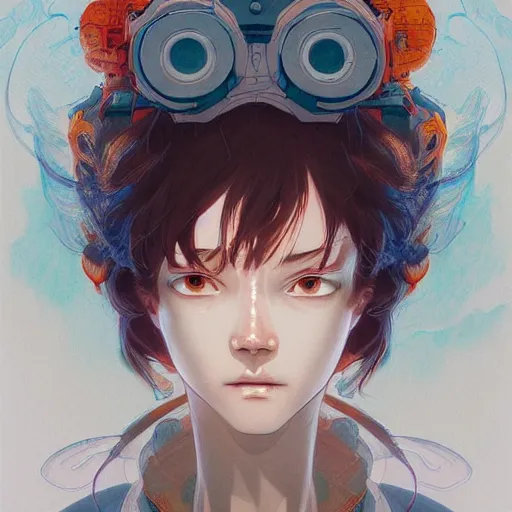 Image similar to prompt : hero portrait soft light painted by james jean and katsuhiro otomo and erik jones, inspired by evangeleon anime, smooth face feature, intricate oil painting, high detail illustration, sharp high detail