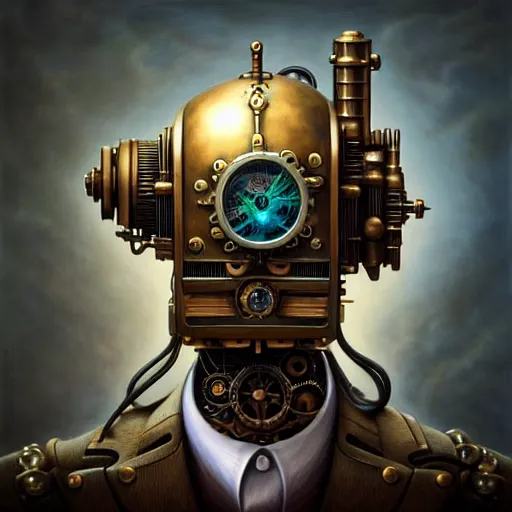 Image similar to steampunk robot carpenter 3 d model, unreal engine realistic render, 8 k, micro detail, intricate, elegant, highly detailed, centered, digital painting, artstation, smooth, sharp focus, illustration, artgerm, tomasz alen kopera, peter mohrbacher, donato giancola, joseph christian leyendecker, wlop, boris vallejo