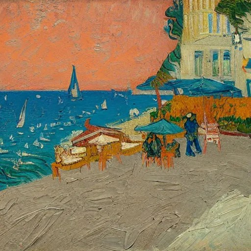 Image similar to rich and indulgent oil paint impasto reliefs, positano beach scene, an artwork by charles w. bartlett and jackson pollack and colin campbell cooper and very slight influence of van gogh