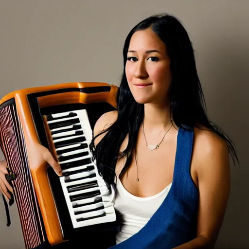 Prompt: Vanessa Carlton playing the accordion