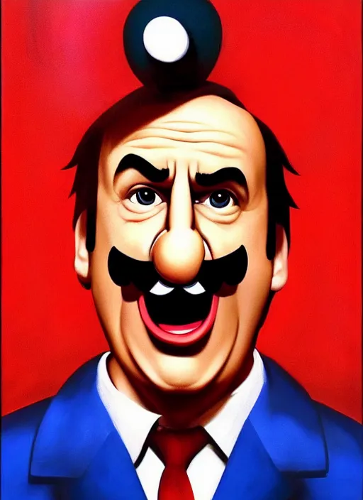 Prompt: saul goodman in super mario 64 !dream saul goodman angry, screaming, red face, spit flying from mouth, stylistic painting by 'phil hale'!!!! high quality hd