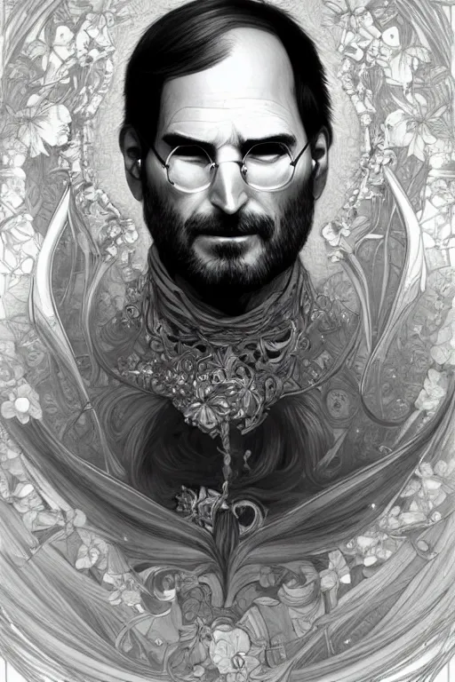 Image similar to steve jobs as an anime character, portrait, fantasy, intricate, elegant, highly detailed, digital painting, artstation, concept art, smooth, sharp focus, illustration, art by gaston bussiere and alphonse mucha