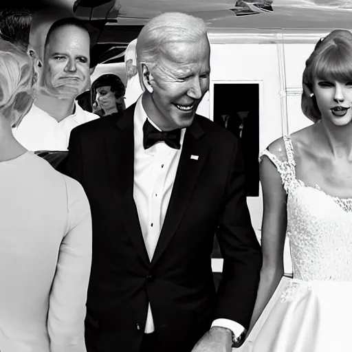 Image similar to Taylor swift marrying joe Biden inside an airplane